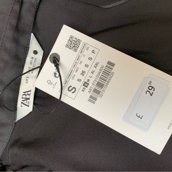 Zara black satin plunge blouse size small new - Picture 7 of 12